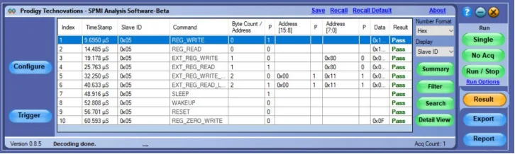 SPMI Electrical Validation and Protocol Analysis Software