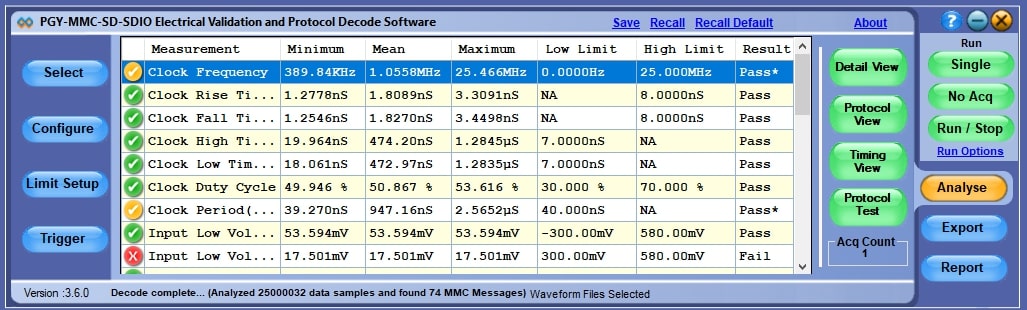 Automated Electrical Validation and Protocol Decode Software