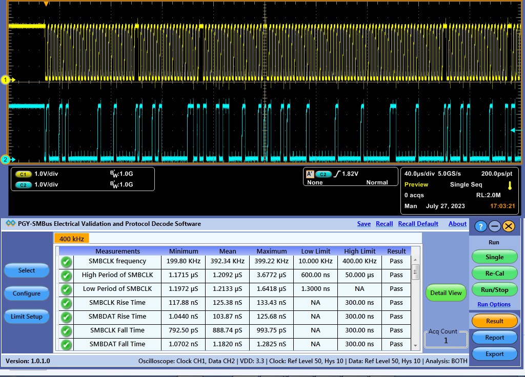 SMBus Electrical Validation and Protocol Decode Software